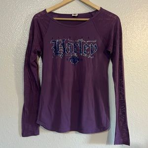 Harley Davidson purple long sleeve tee size small